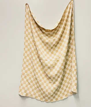 Camel Checkered Throw Blanket