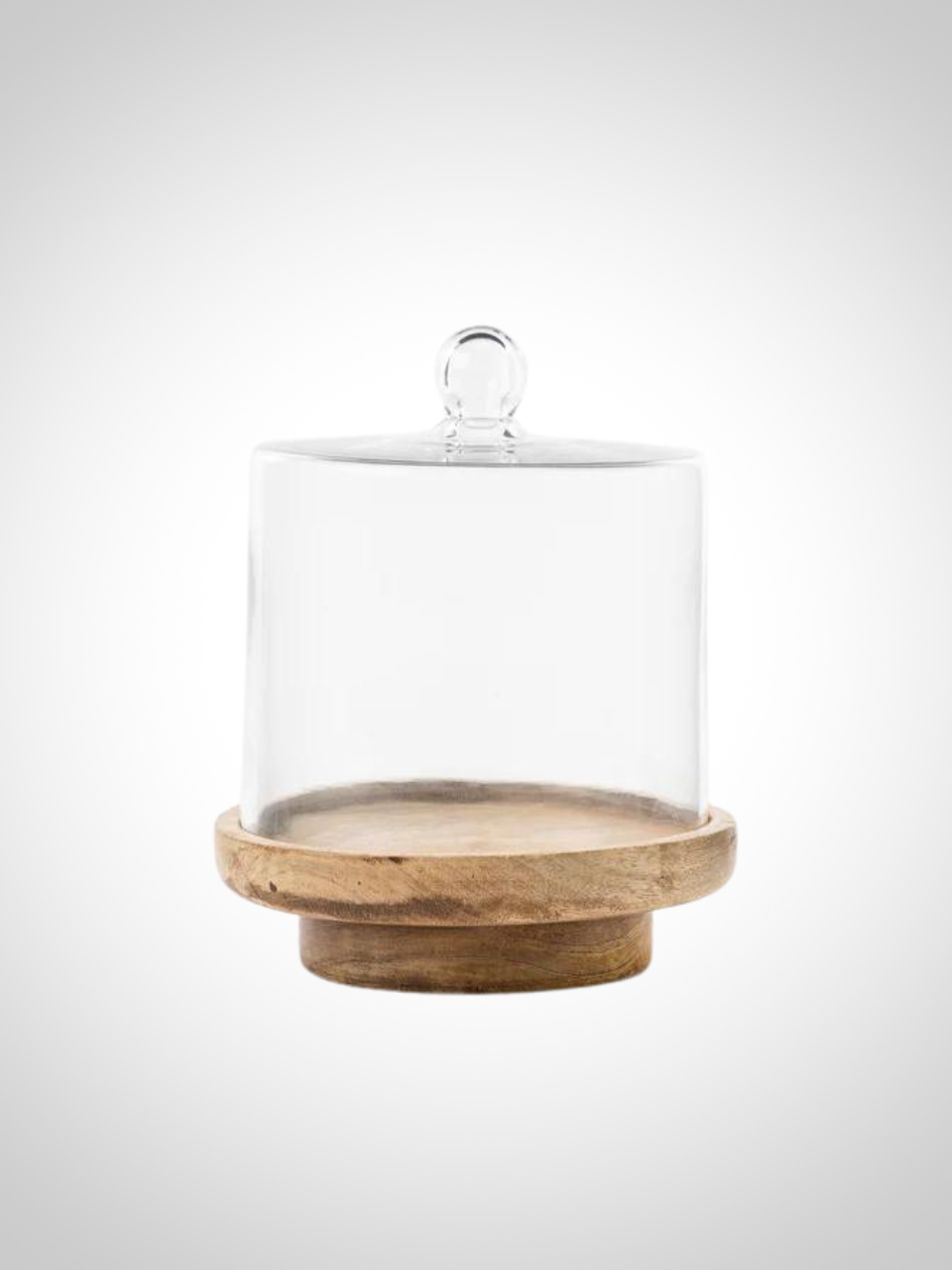 Glass Cloche With Wood Base