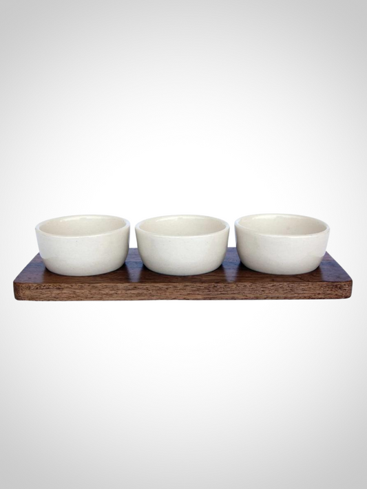 Wood Tray With Bowls