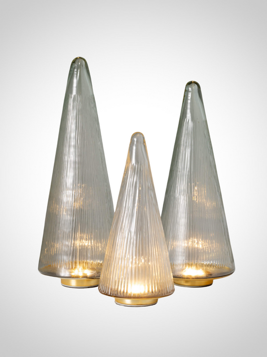 LED Ribbed Glass Cone Tree