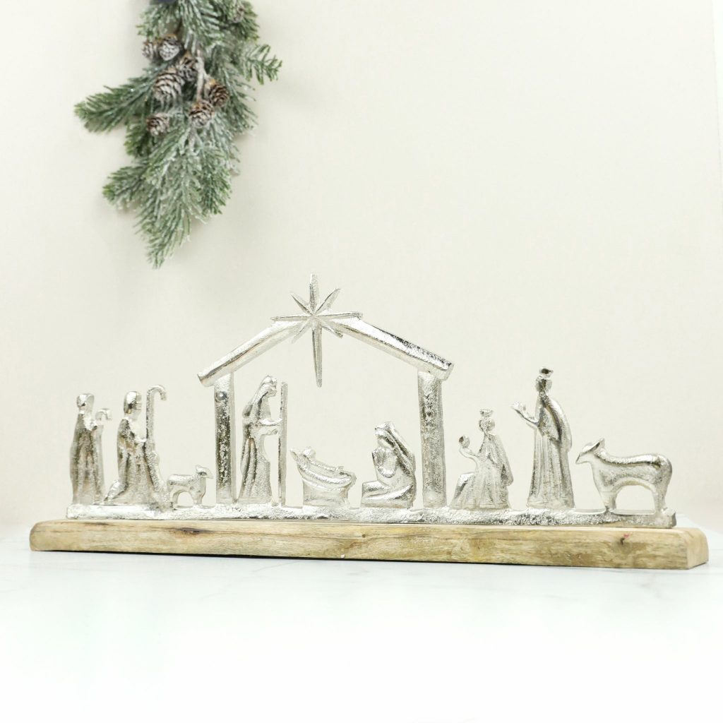 19.7" Silver Nativity