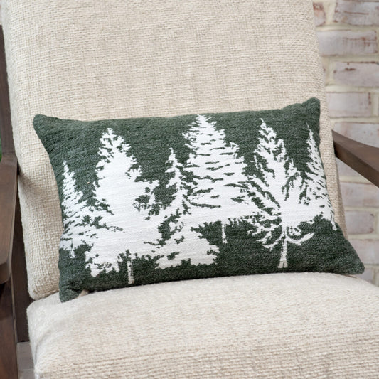 Green + White Tree Pillow