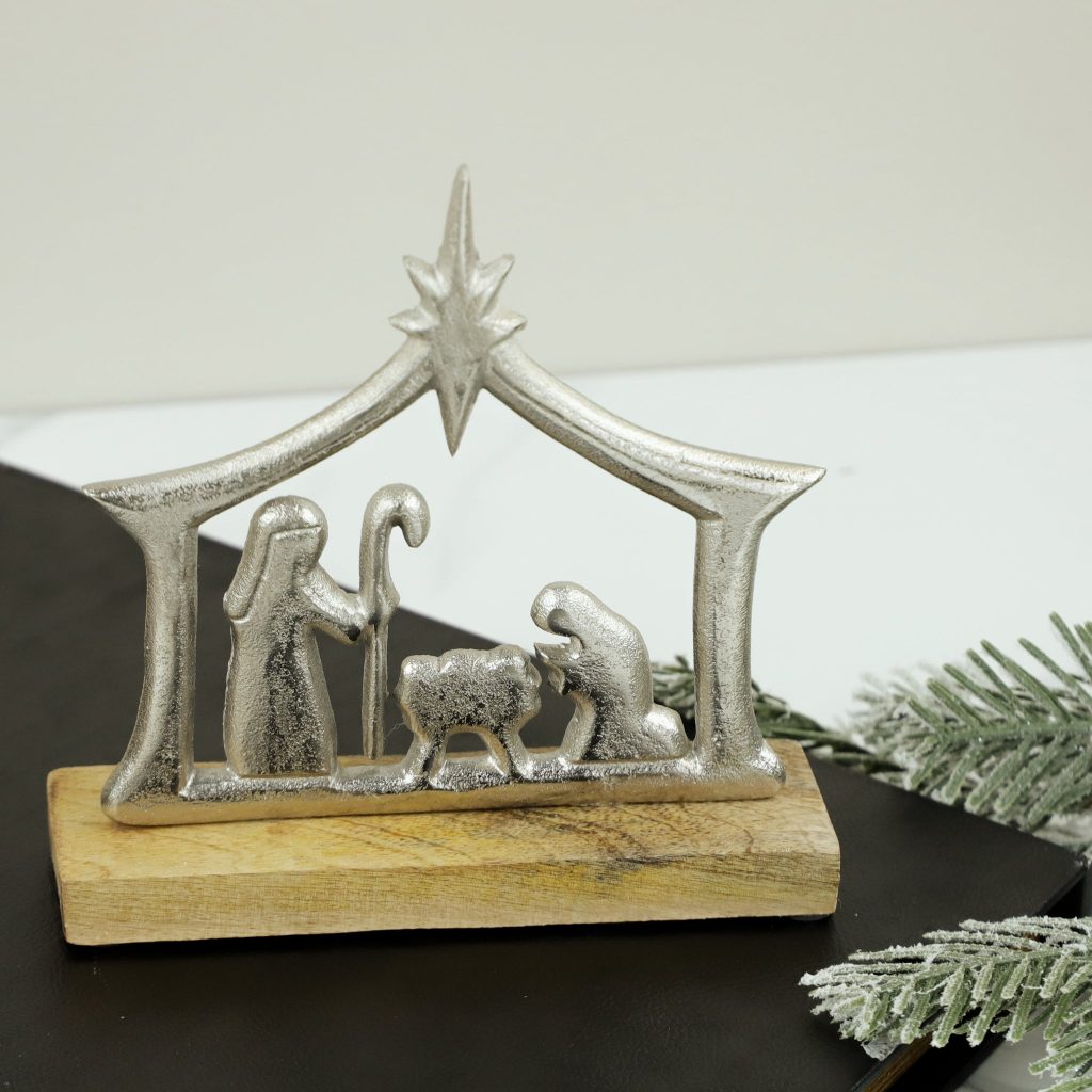 7.3" Silver Nativity