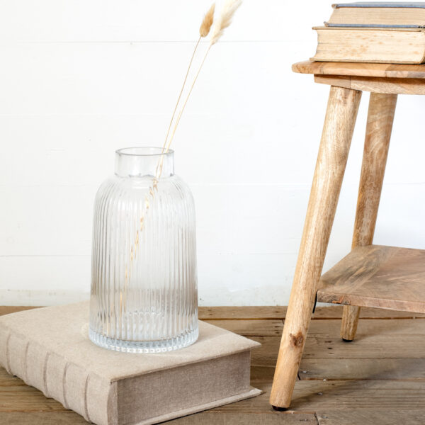 Clear Ribbed Vase