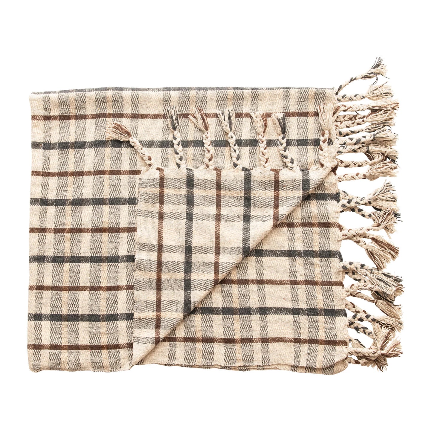 Blue & Brown Plaid Throw Blanket