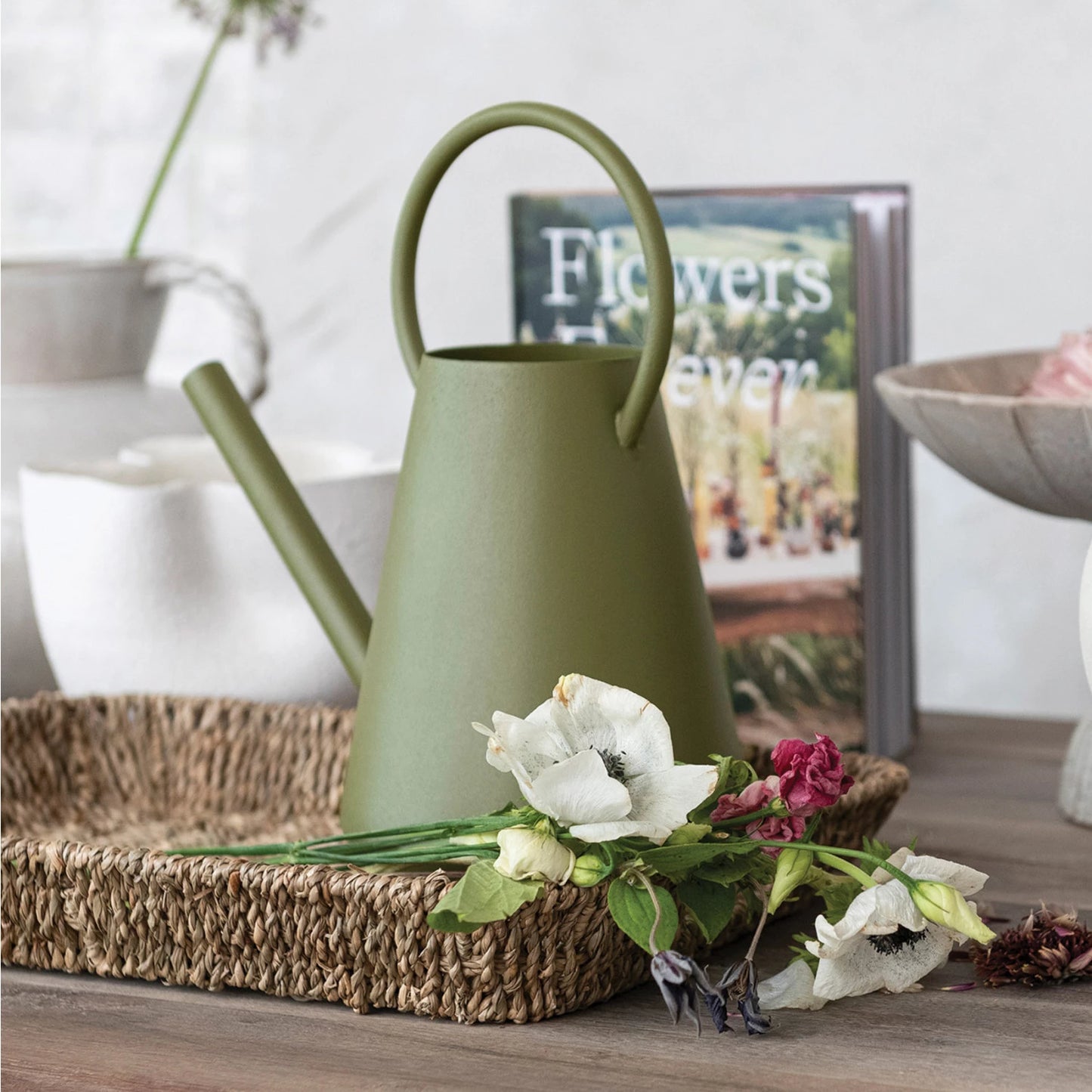 Matte Green Watering Can