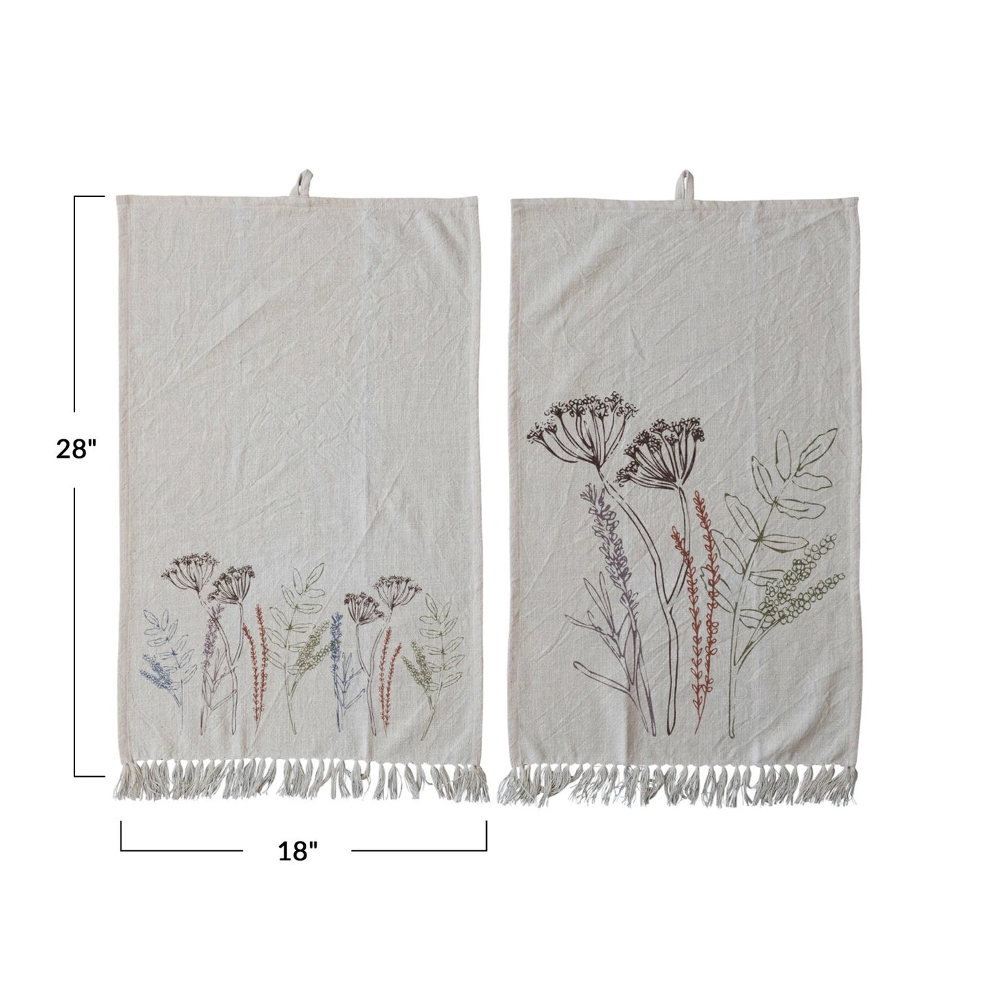 Floral Stitched Tea Towel