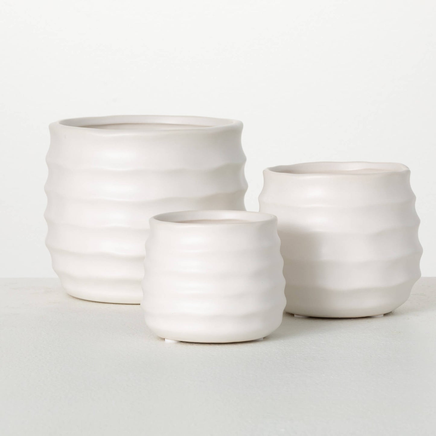 White Waved Pots