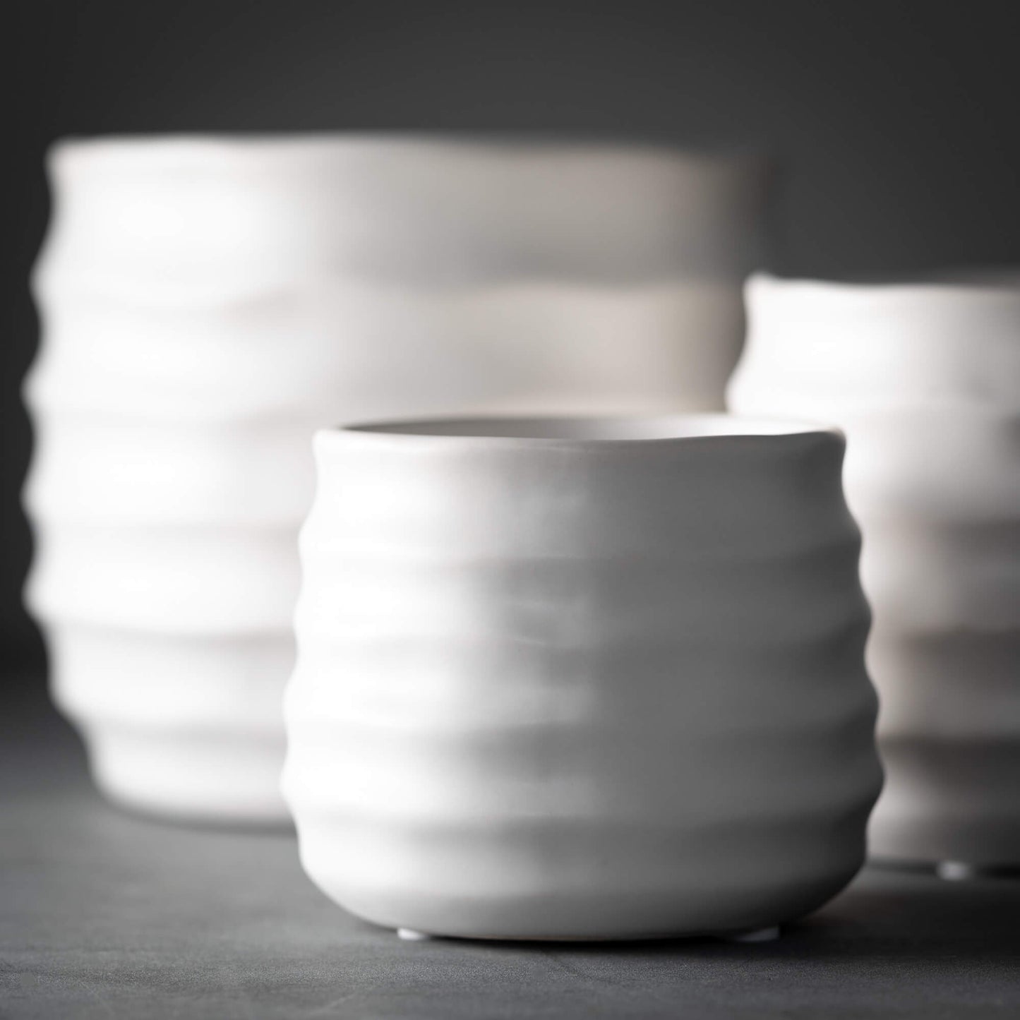 White Waved Pots