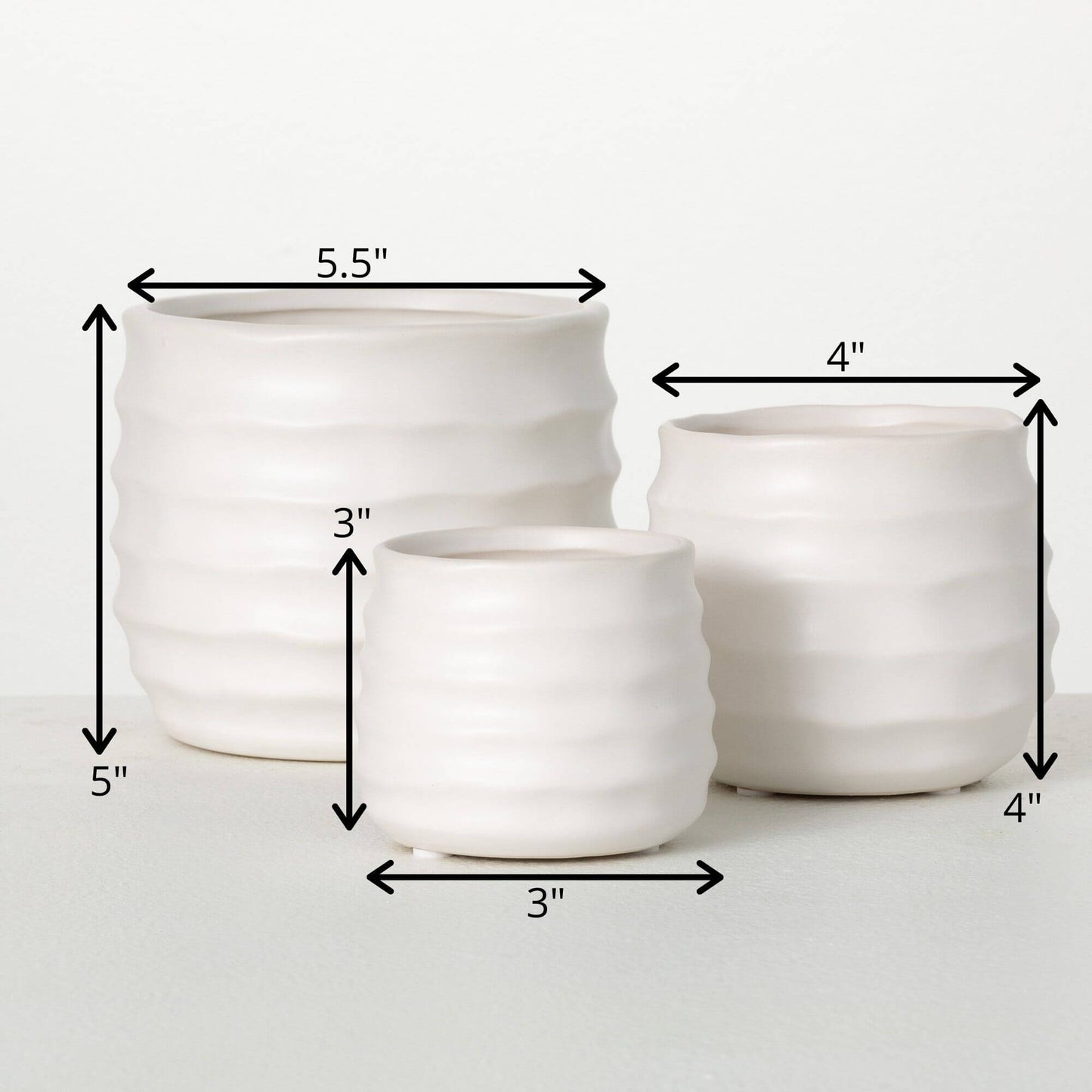 White Waved Pots