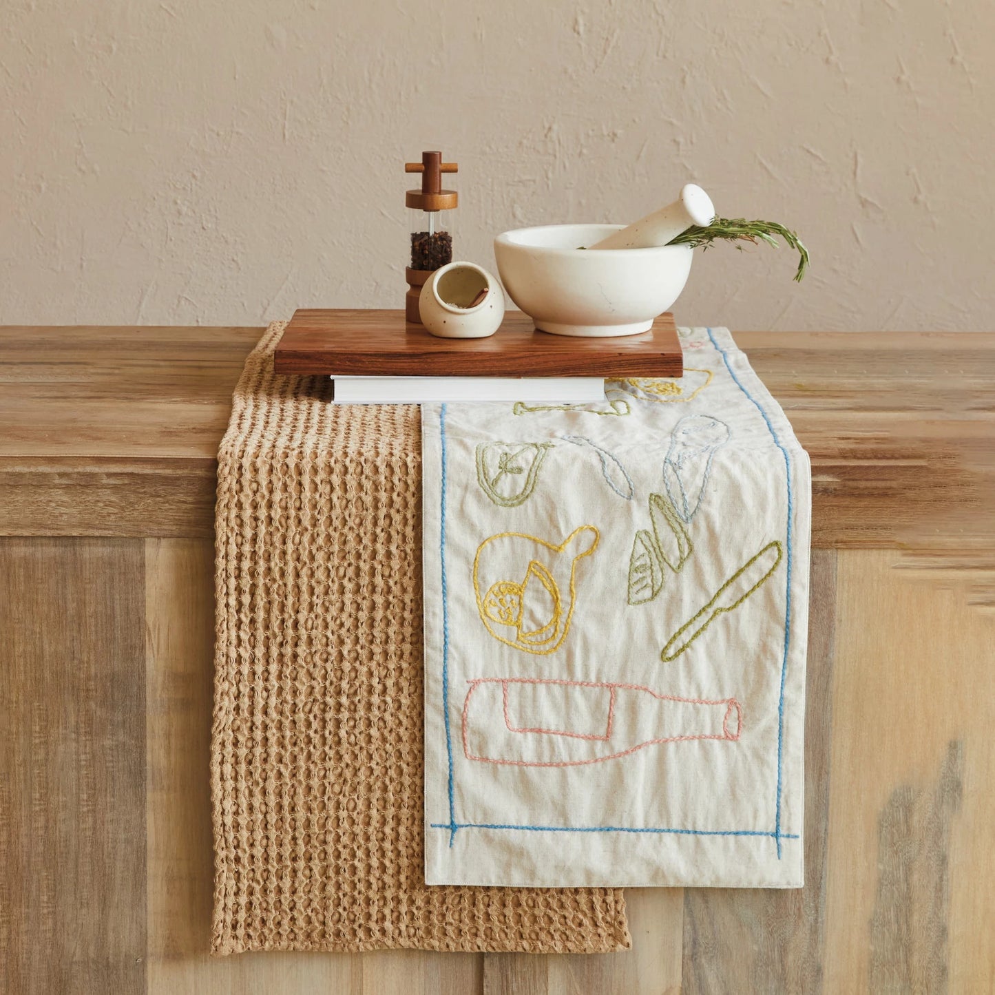 Brown Waffle Weave Table Runner