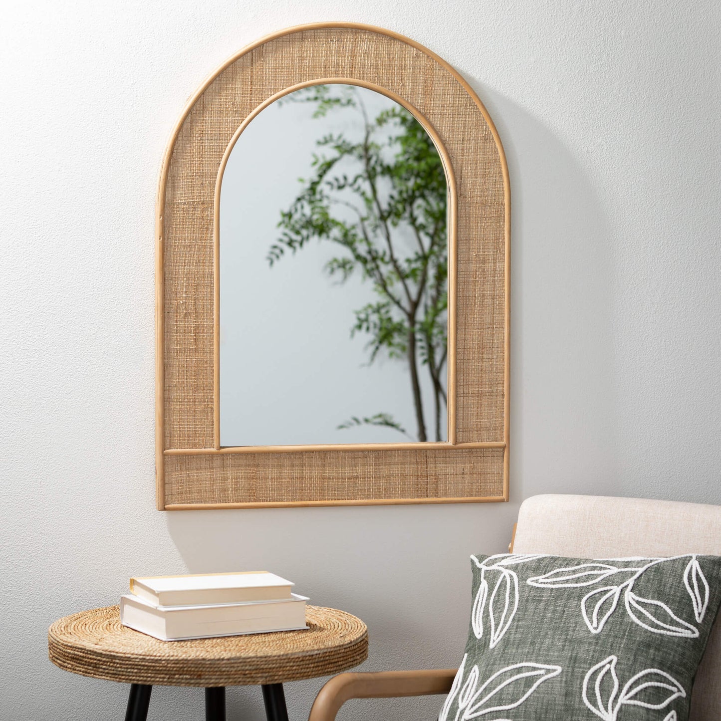 Rattan Arched Mirror