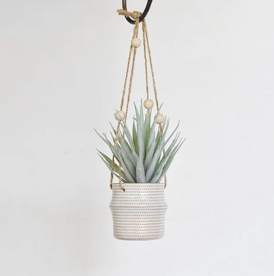 White Dot Hanging Planter