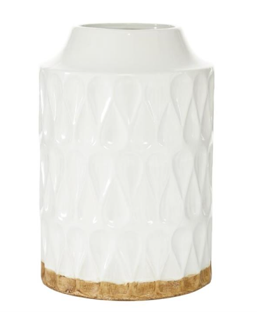 White Porcelain Geometric Vase  12"