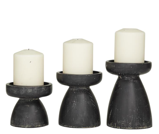 Black Wood Candle Holder