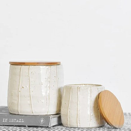 Wood Lidded Artisan Canisters