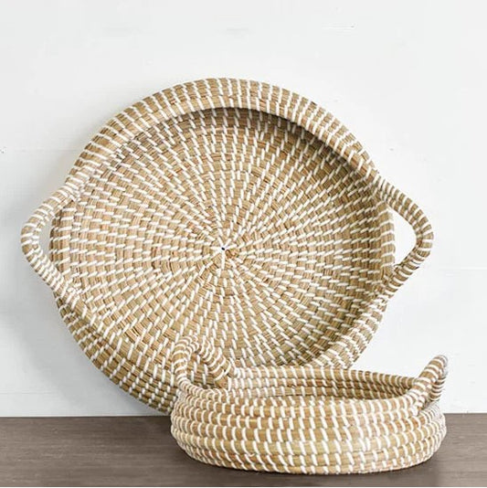 Seagrass Tray with White Weave