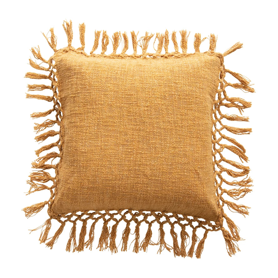 Cotton Slub Pillow with Tassels