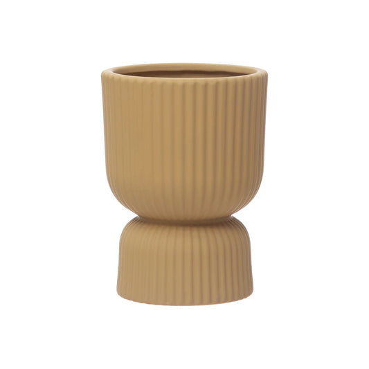 Stoneware Pleated Footed Planter