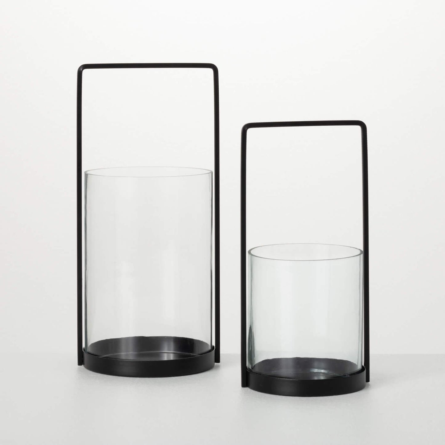 BLACK SLIM-FRAME METAL LANTERN