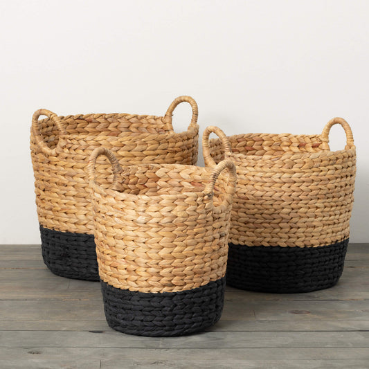 Bi-color Banded Woven Baskets